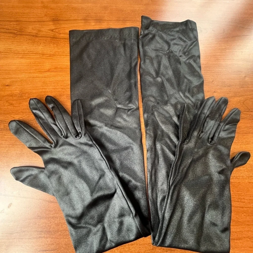 Long Black Nylon Gloves Opera Size UNI